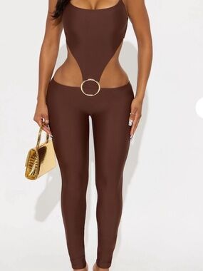 Brown Cutout Jumpsuit